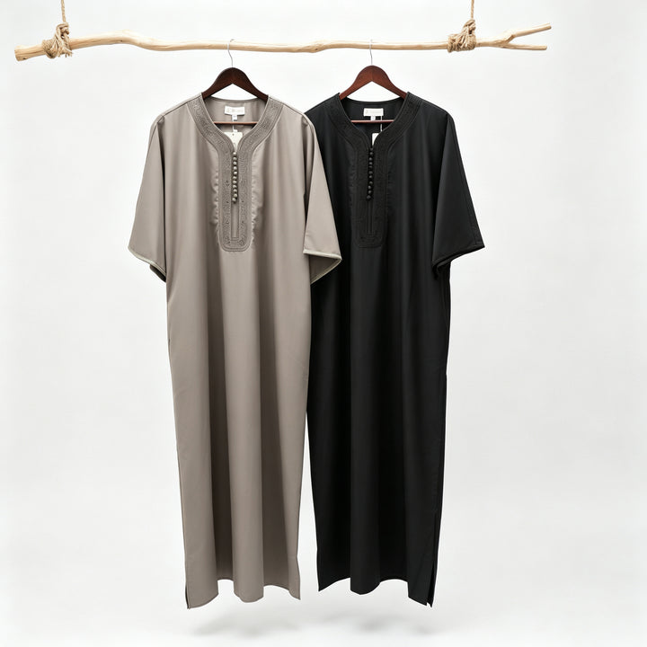 ⁠Moroccan Desert Taupe Half Sleeve Thobe
