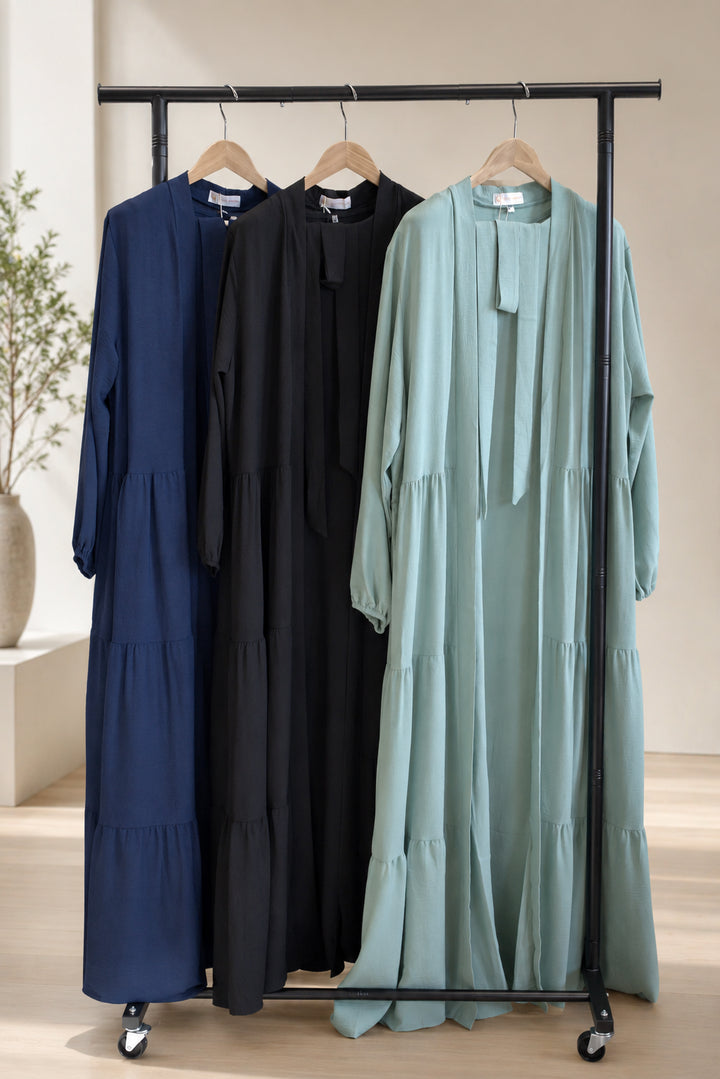 Layered Crepe Two-Piece Abaya Set
